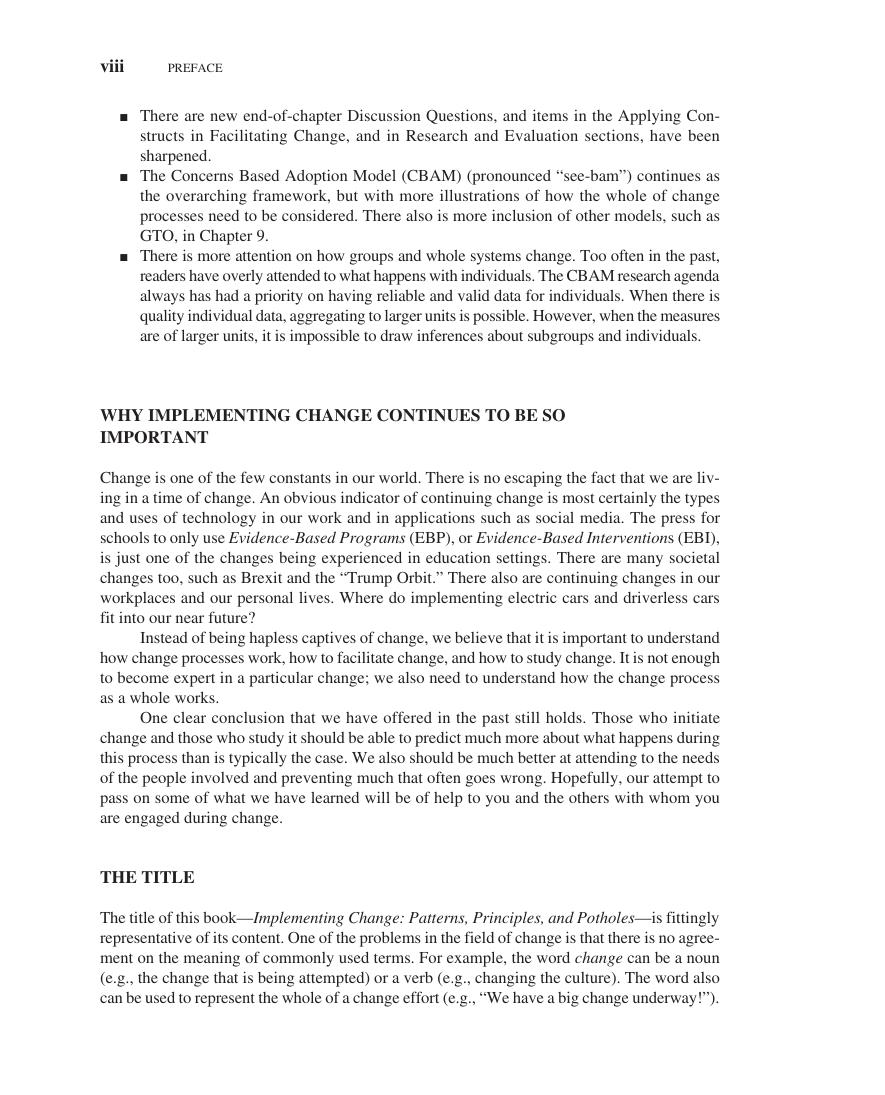 Preview page 9 of Implementing Change Patterns, Principles, and Potholes 5th Edition By Gene E. Hall, Shirley M. Hord