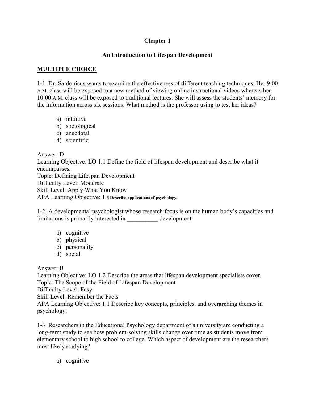 Preview page 4 of TEST BANK  For Lifespan Development Fifth Edition By ROBERT S. FELDMAN