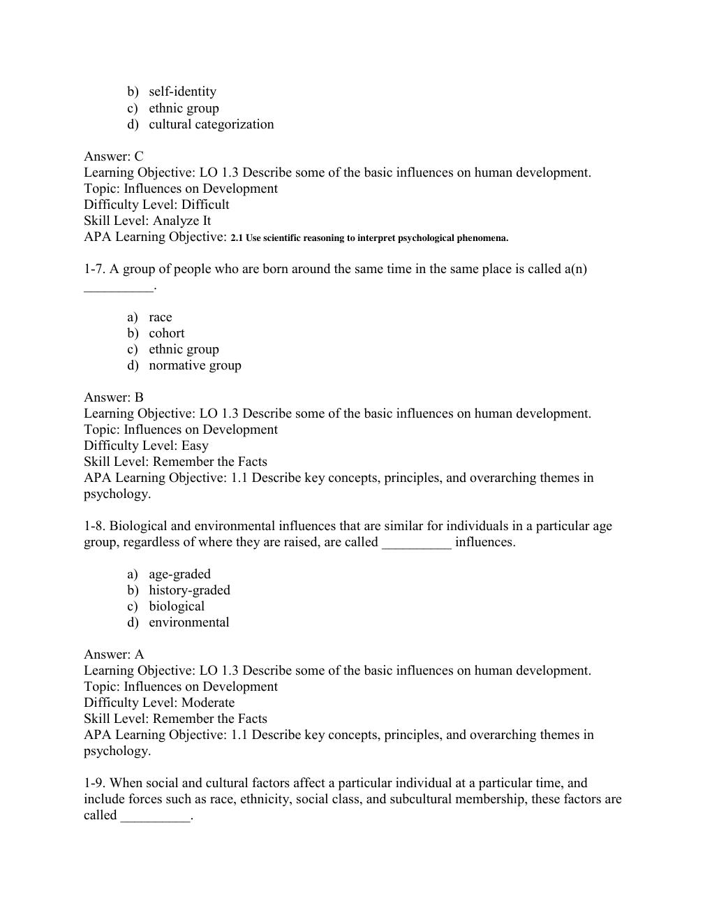 Preview page 6 of TEST BANK  For Lifespan Development Fifth Edition By ROBERT S. FELDMAN
