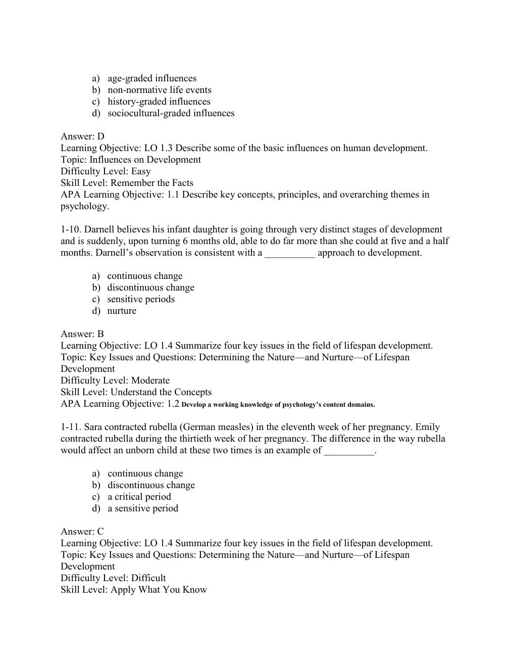 Preview page 7 of TEST BANK  For Lifespan Development Fifth Edition By ROBERT S. FELDMAN