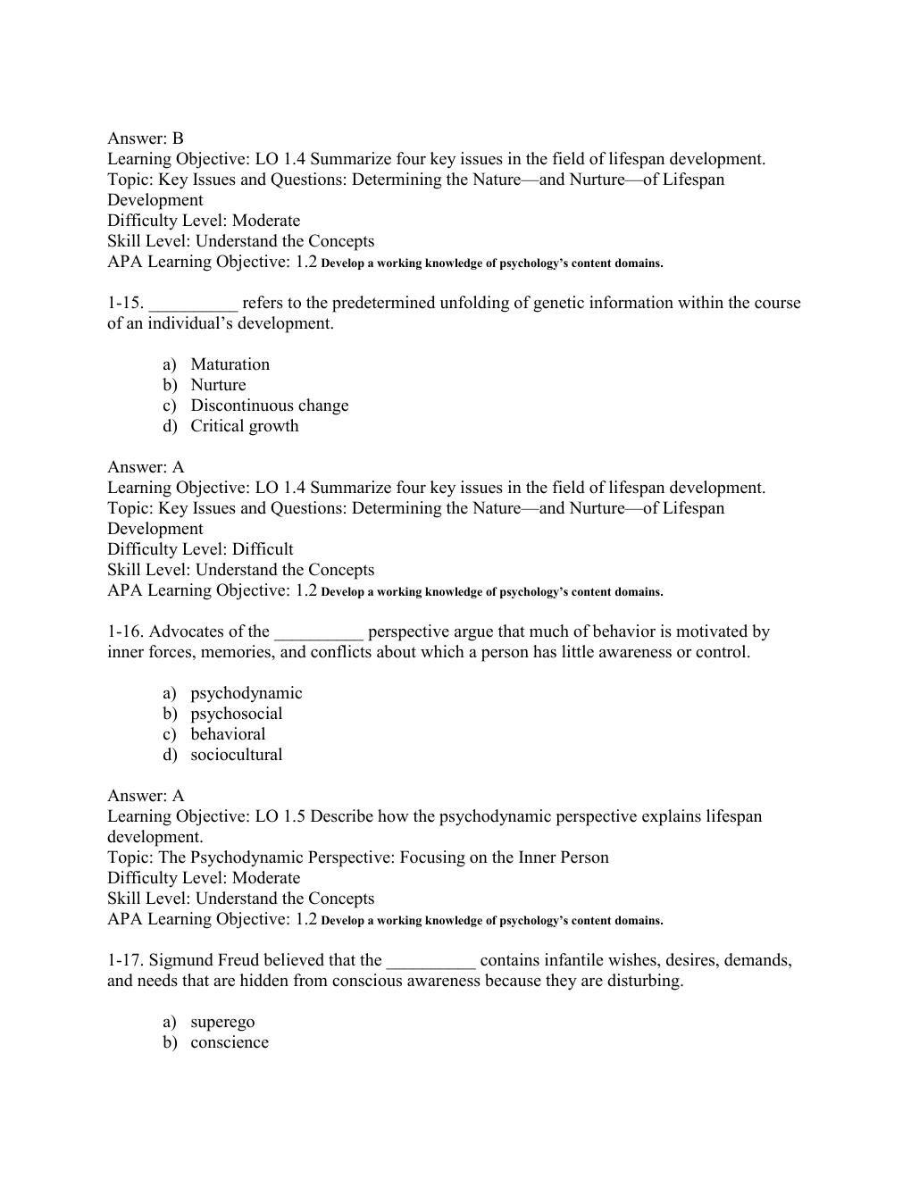 Preview page 9 of TEST BANK  For Lifespan Development Fifth Edition By ROBERT S. FELDMAN
