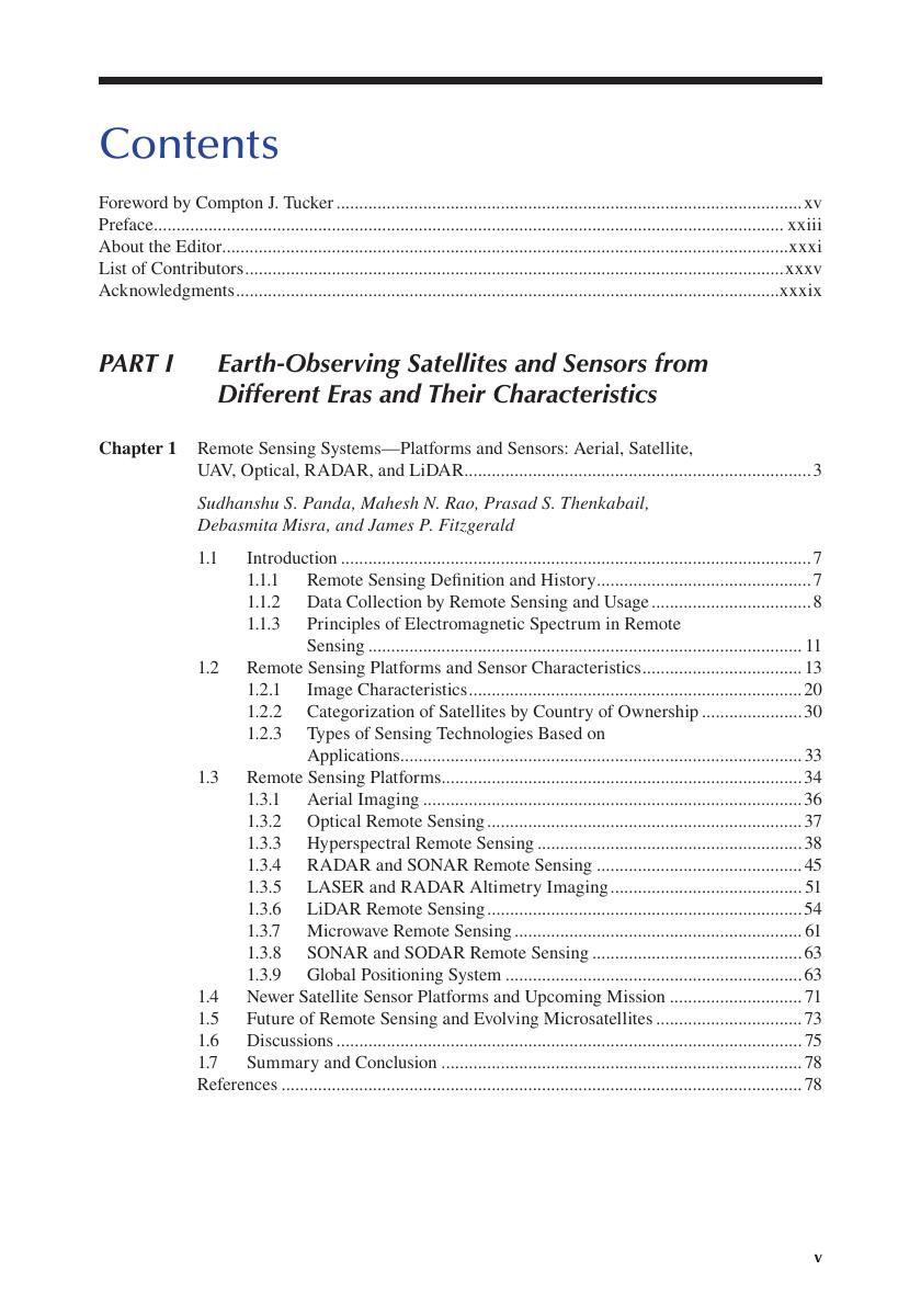 Preview page 5 of Remote Sensing Handbook Sensors Data Normalization Harmonization Cloud Computing and Accuracies 1 Volume 2nd Edition By