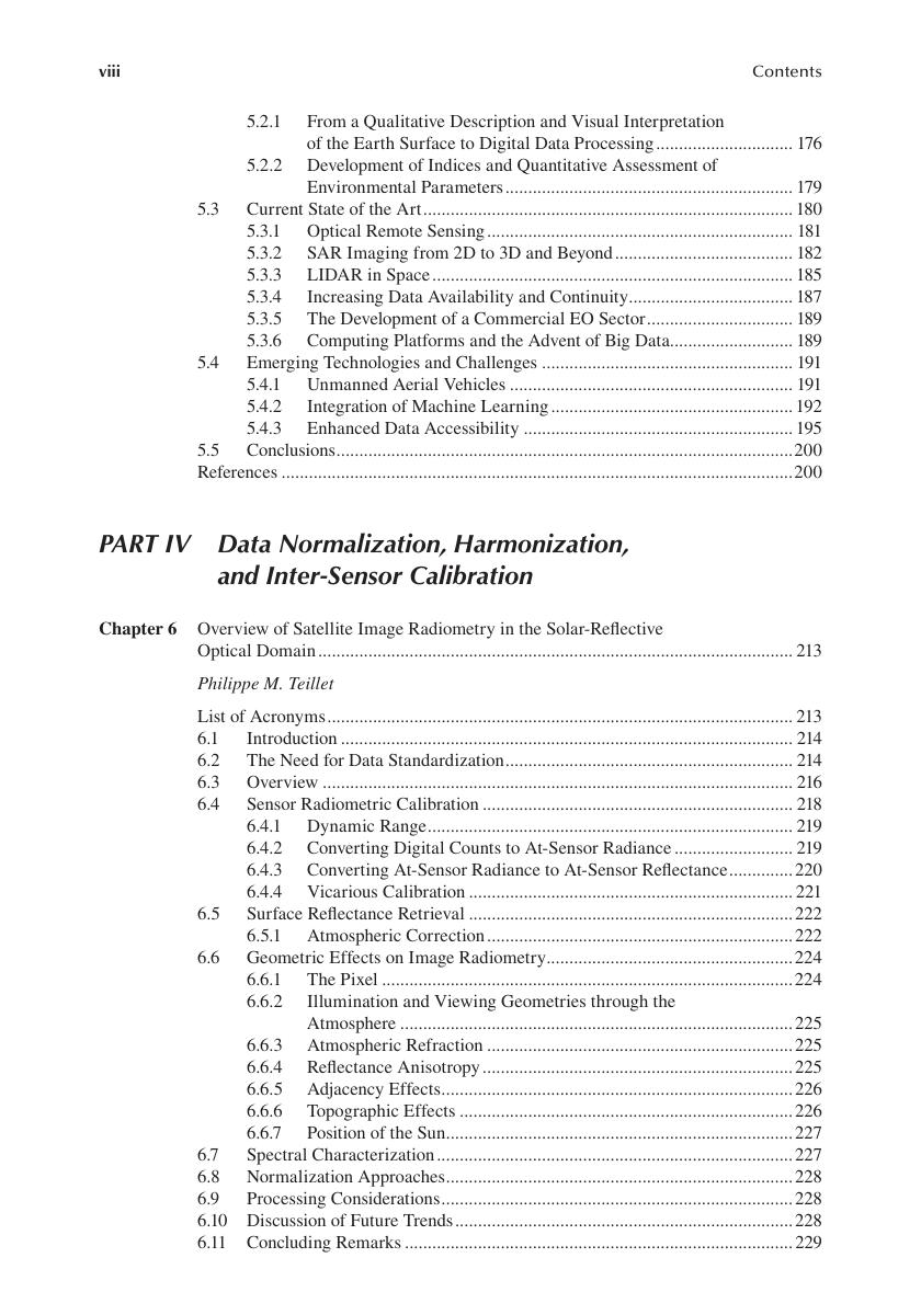 Preview page 8 of Remote Sensing Handbook Sensors Data Normalization Harmonization Cloud Computing and Accuracies 1 Volume 2nd Edition By