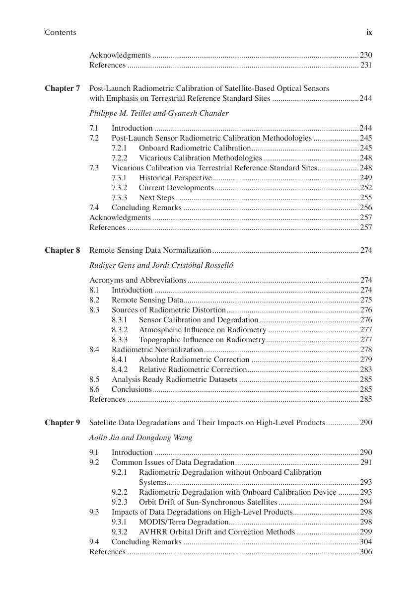 Preview page 9 of Remote Sensing Handbook Sensors Data Normalization Harmonization Cloud Computing and Accuracies 1 Volume 2nd Edition By
