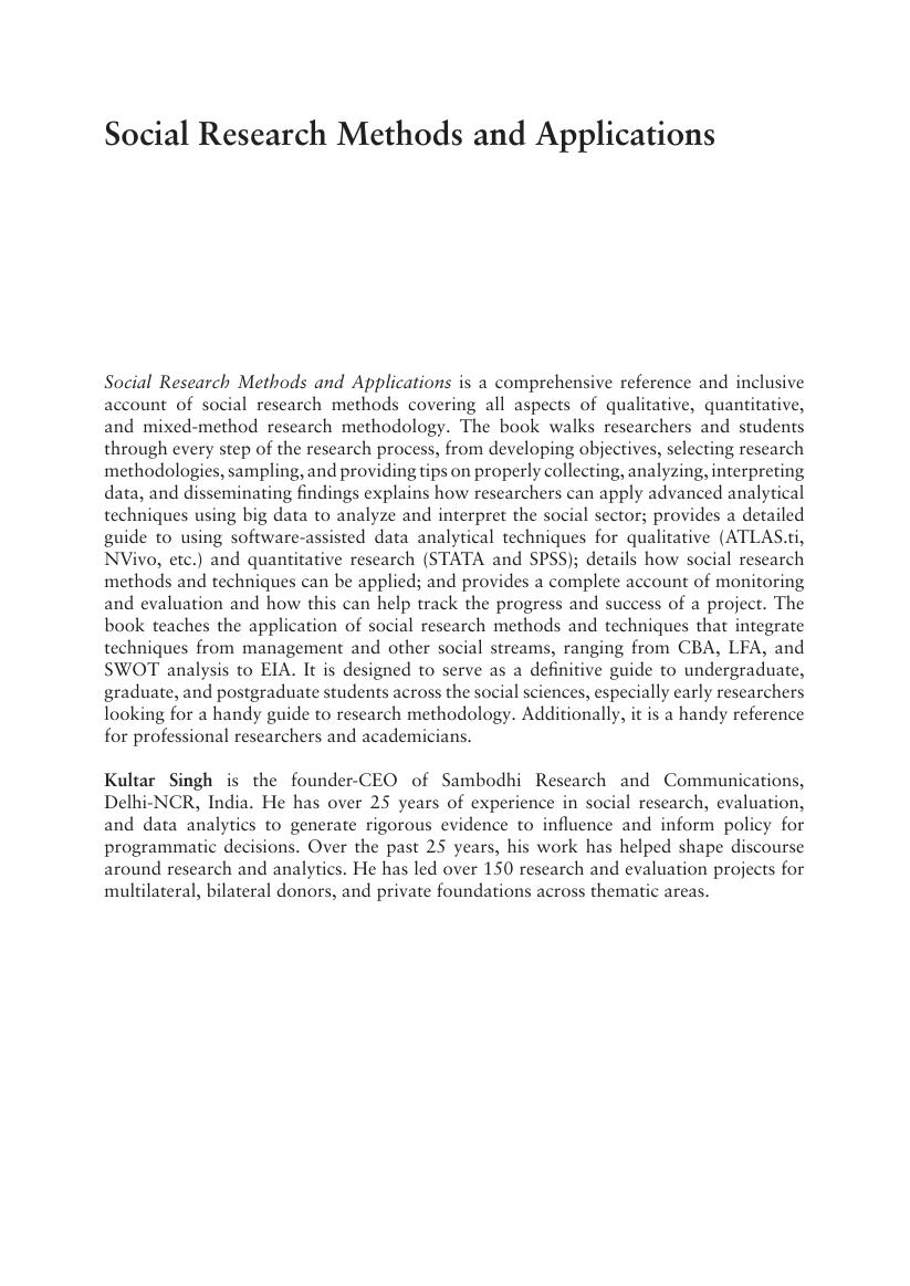 Preview page 3 of Social Research Methods and Applications 1st Edition By Kultar Singh
