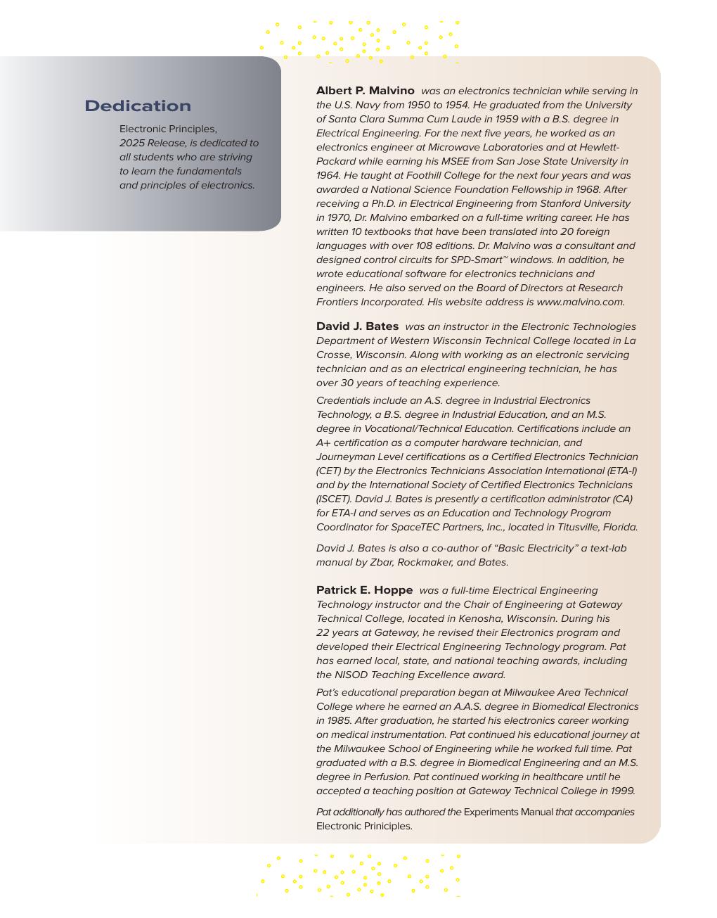 Preview page 4 of Electronic Principles 2025 Release By Albert Malvino, David Bates, Patrick Hoppe