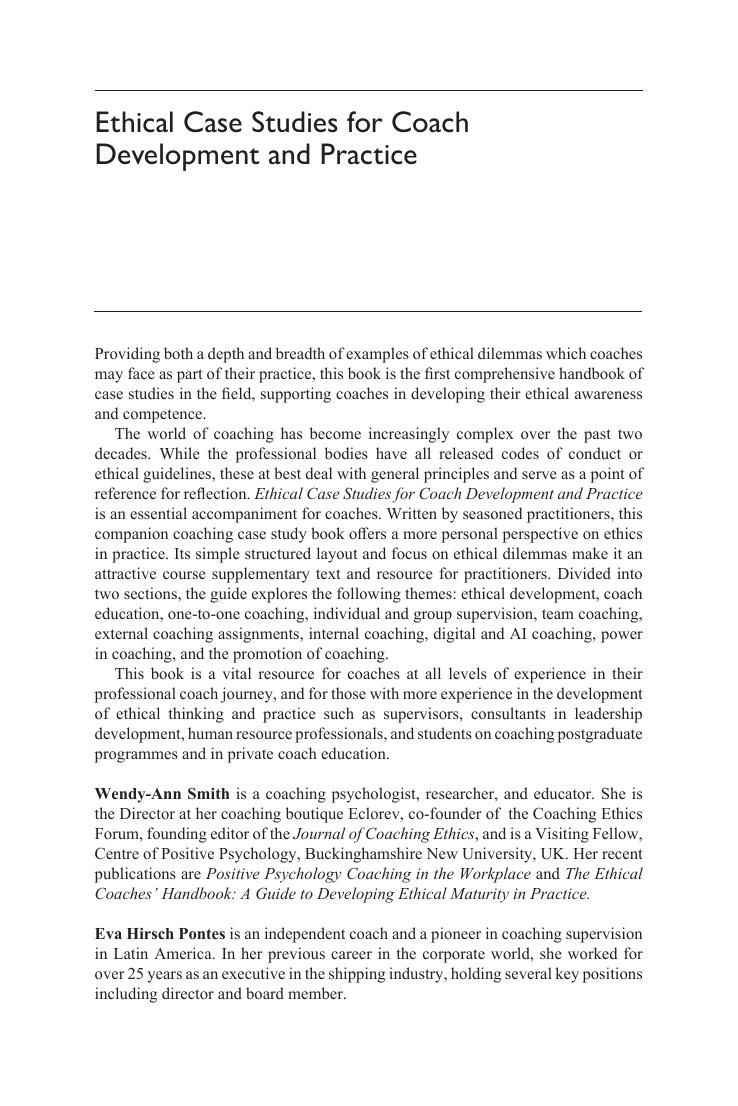 Preview page 5 of Ethical Case Studies for Coach Development and Practice 1st Edition By Smith, Hirsch Pontes, Magadlela, Clutterbuck