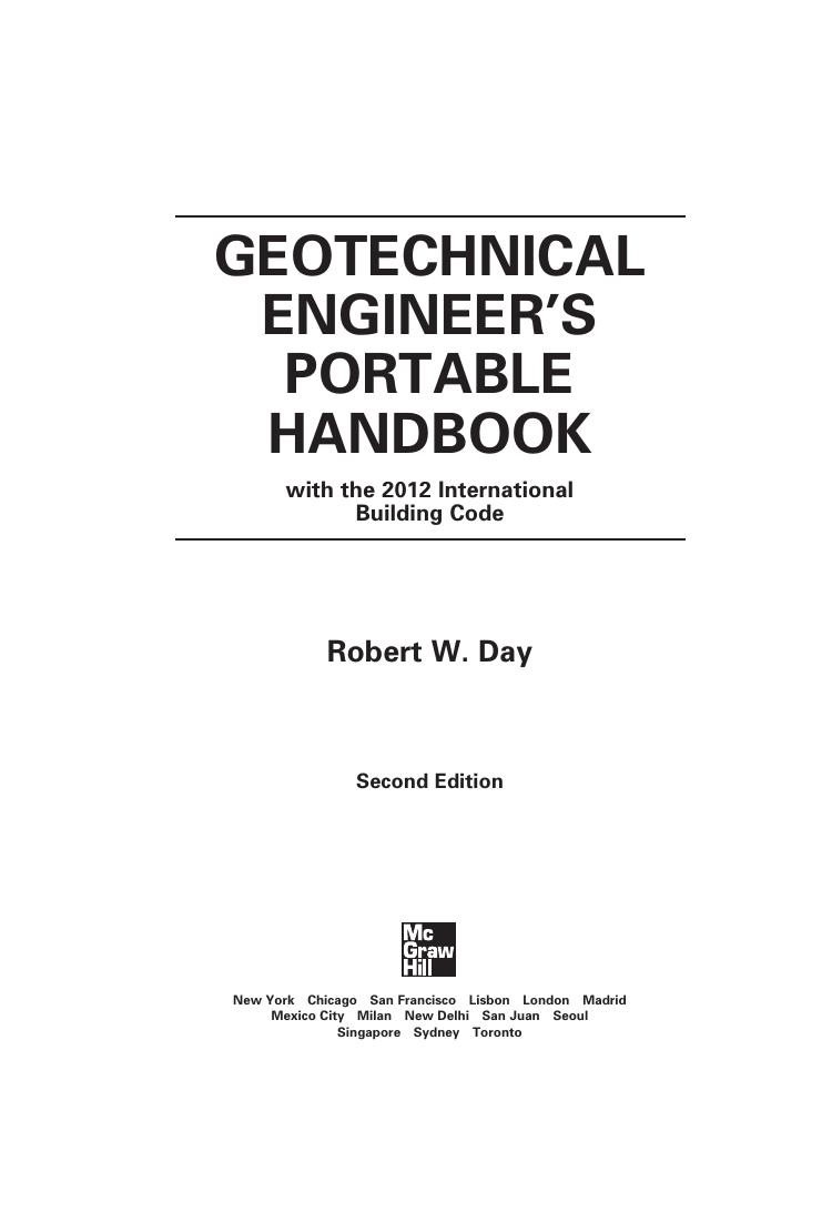 Preview page 3 of Geotechnical Engineers Portable Handbook 2nd Edition By Robert W. Day