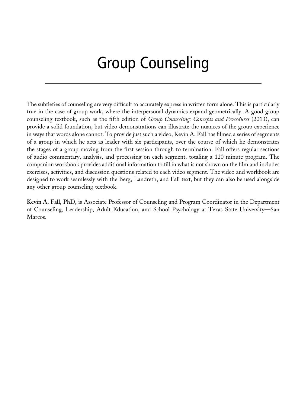 Preview page 3 of Group Counseling Workbook & DVD Group Counseling Process and Technique 1st Edition By Kevin A. Fall