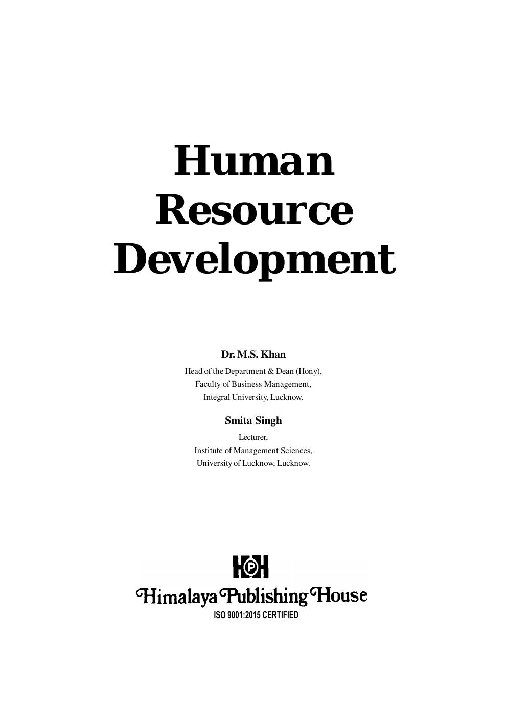 Preview page 2 of Human Resource Development 1st Edition By M.S. Khan, Smita Singh