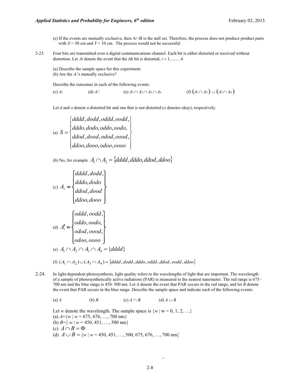 Preview page 9 of Applied Statistics and Probability for Engineers, 6th Edition By Douglas Montgomery | Solutions Manual | All Chapters 2-