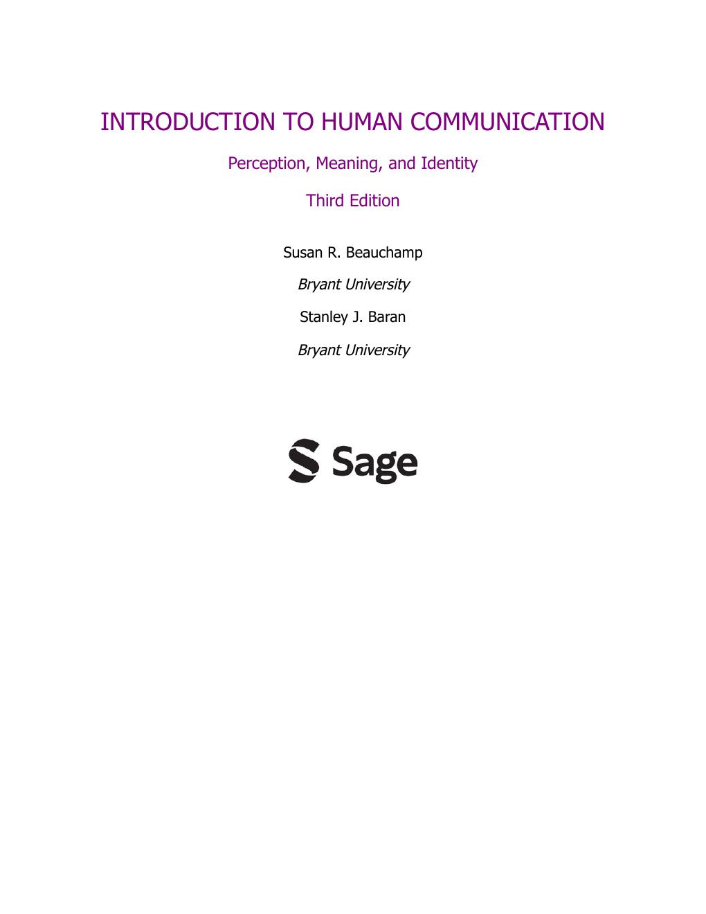 Preview page 2 of Introduction to Human Communication Perception Meaning and Identity 3rd Edition By Susan R. Beauchamp, Stanley J. Baran