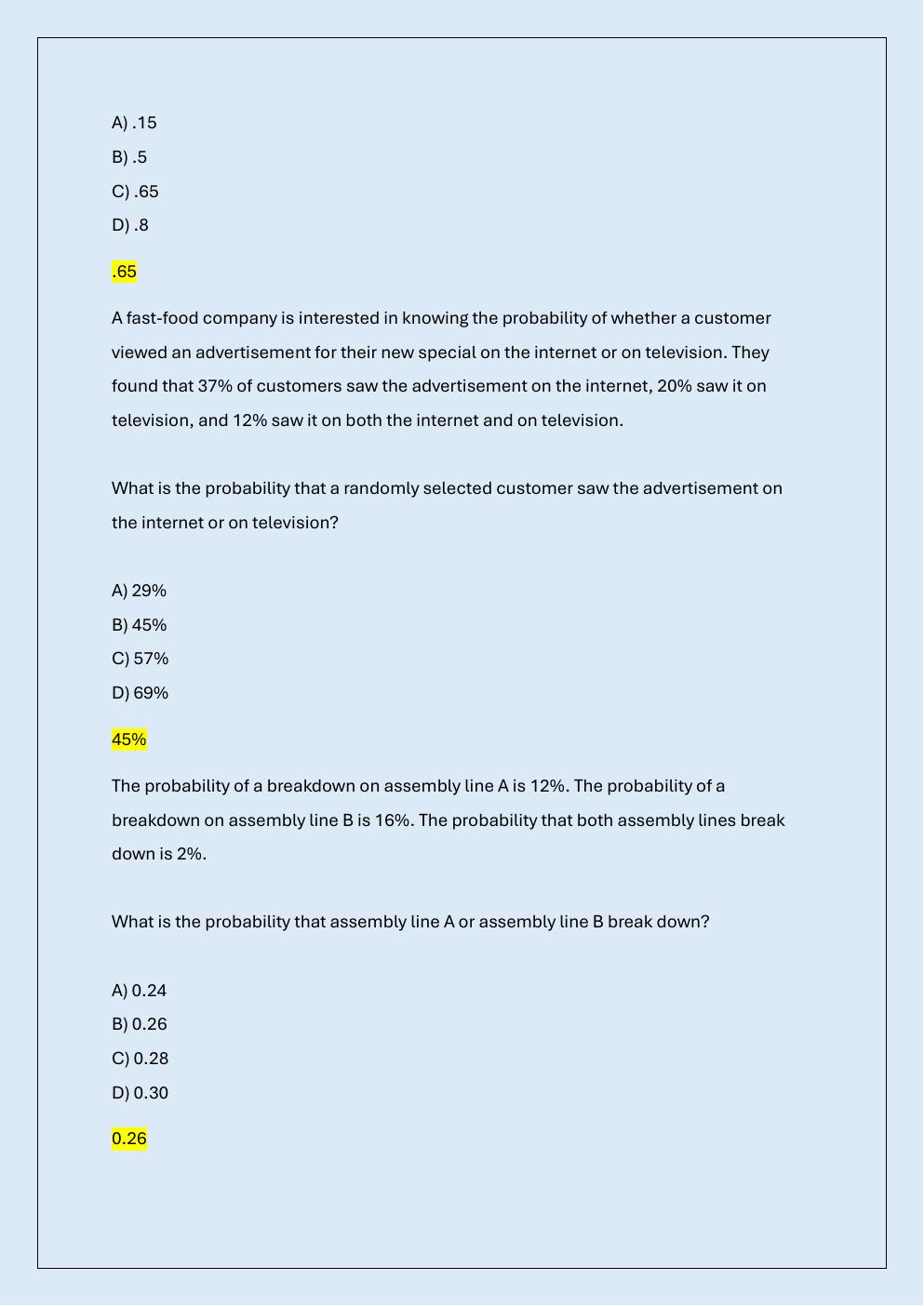 Preview page 2 of WGU C955 OA APPLIED PROBABILTY AND  STATISTICS OBJECTIVE ASSESSMENT  PREP/C955 OA PREP EXAM