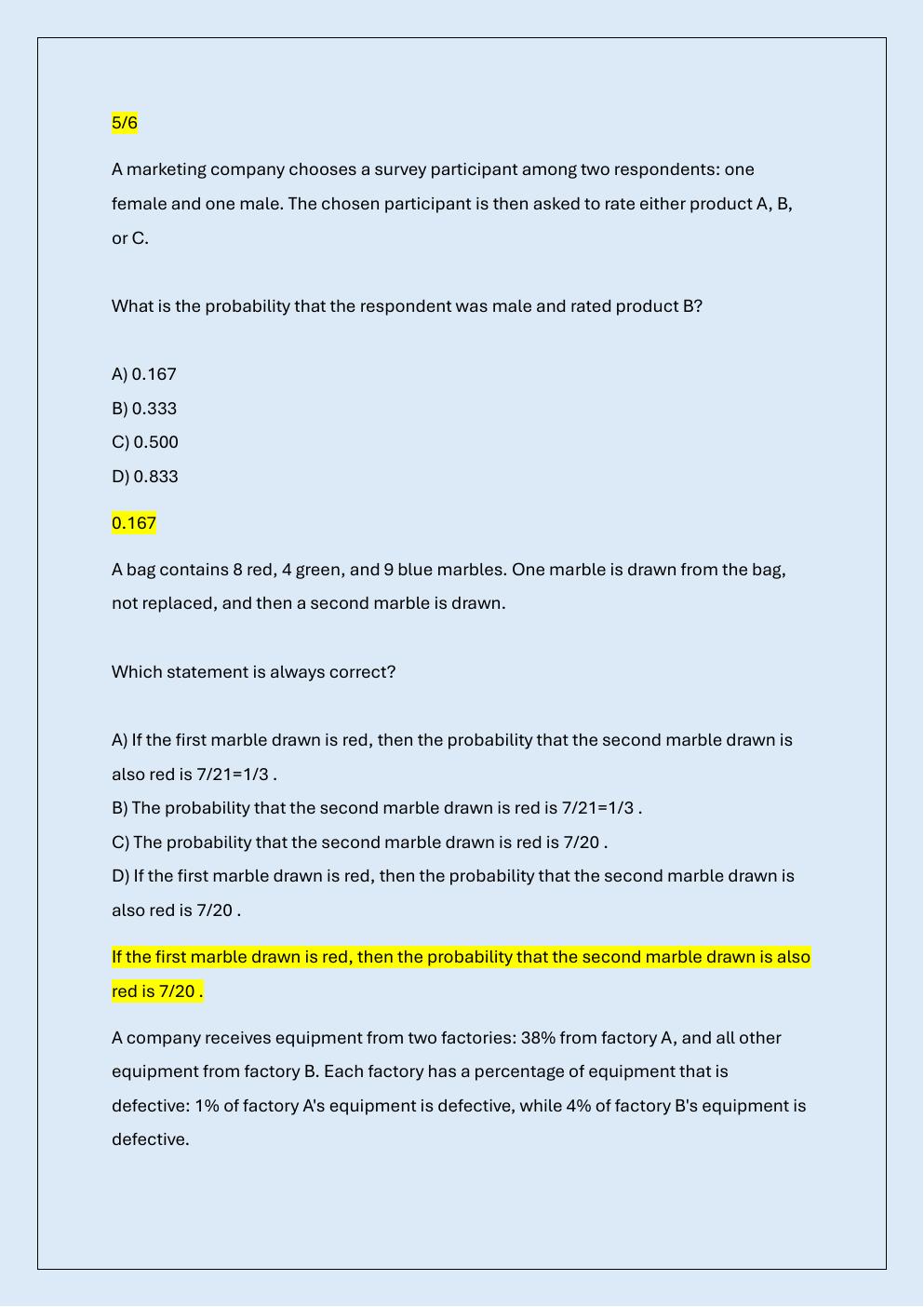 Preview page 4 of WGU C955 OA APPLIED PROBABILTY AND  STATISTICS OBJECTIVE ASSESSMENT  PREP/C955 OA PREP EXAM
