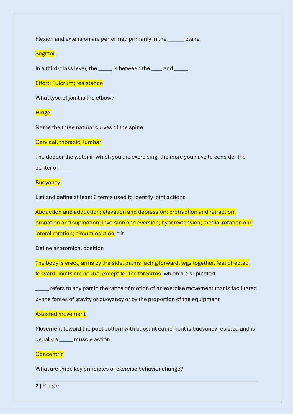 Preview page 2 of AQUATIC EXERCISE ASSOCIATION EXAM  PREP/AEA CERTIFICATION EXAM PREP