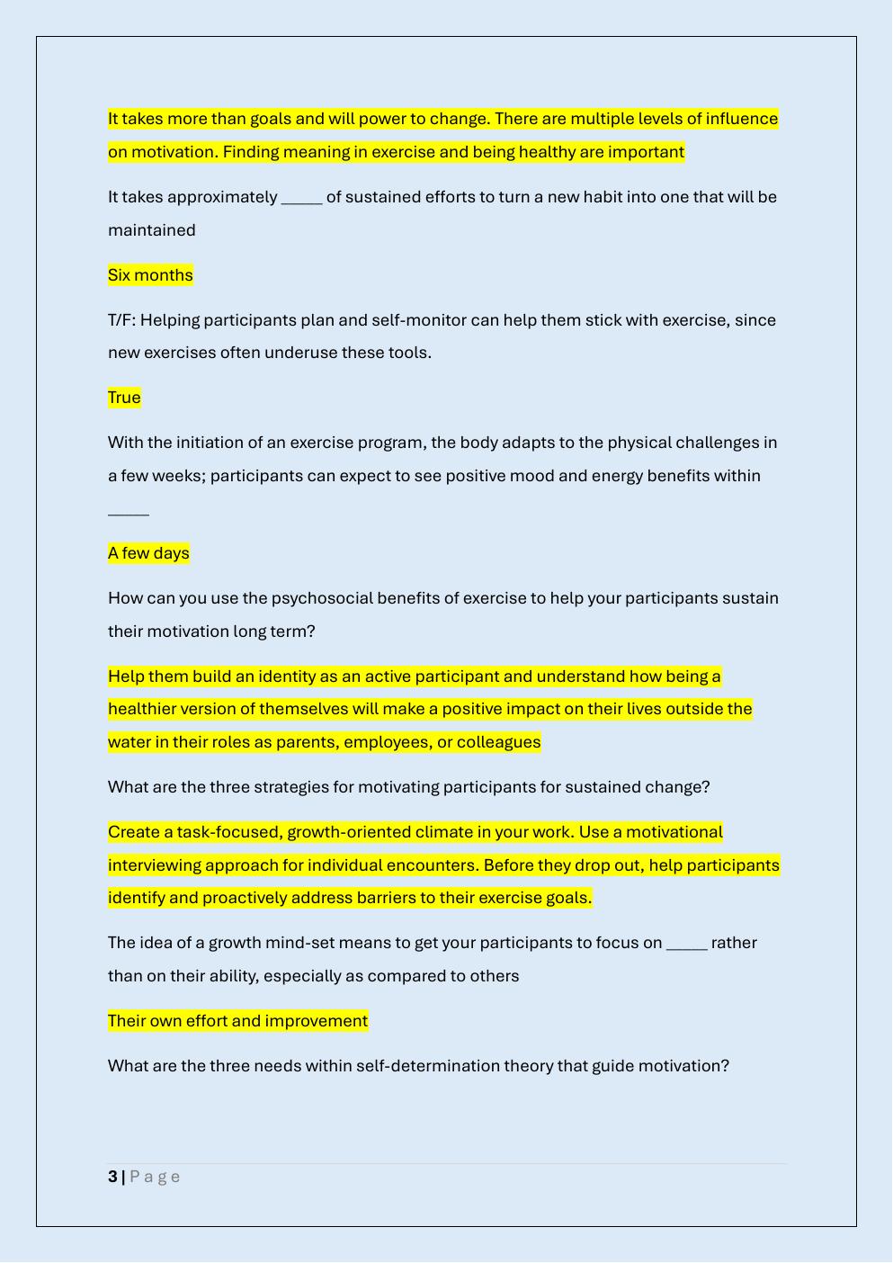 Preview page 3 of AQUATIC EXERCISE ASSOCIATION EXAM  PREP/AEA CERTIFICATION EXAM PREP