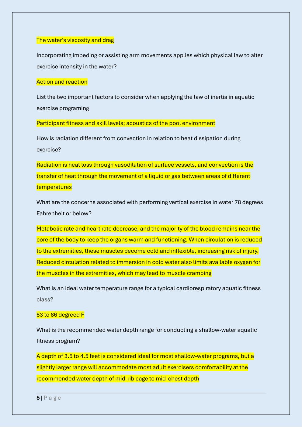 Preview page 5 of AQUATIC EXERCISE ASSOCIATION EXAM  PREP/AEA CERTIFICATION EXAM PREP