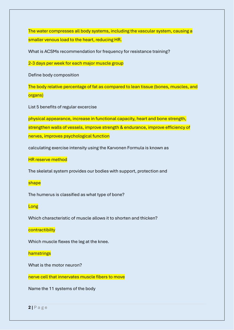 Preview page 2 of AEA CERTIFICATION EXAM PREP/AEA EXAM  PREP /AQUATIC EXERCISE ASSOCIATION  EXAM PREP