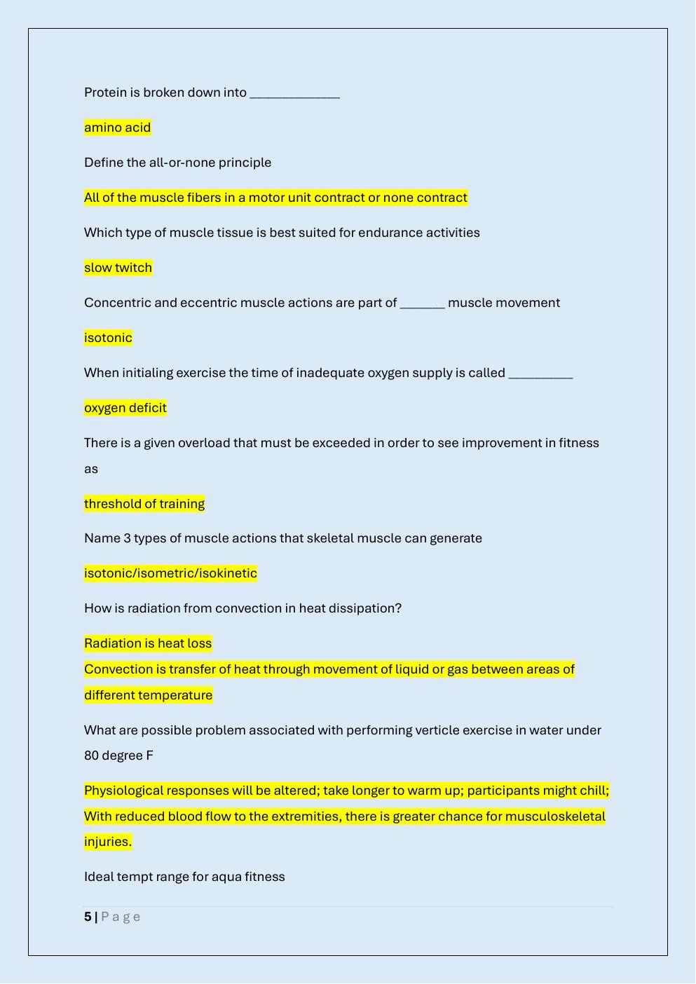 Preview page 5 of AEA CERTIFICATION EXAM PREP/AEA EXAM  PREP /AQUATIC EXERCISE ASSOCIATION  EXAM PREP