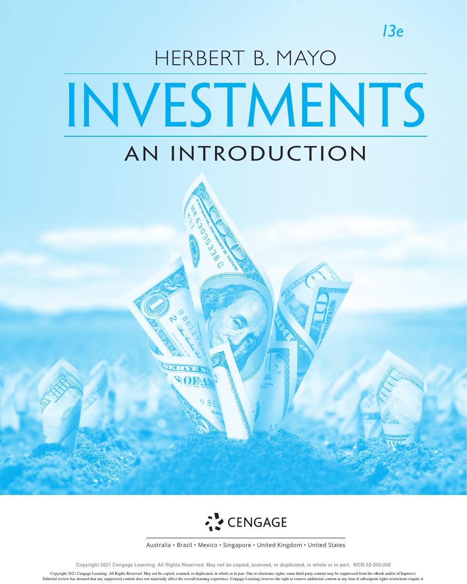 Preview page 2 of Investments An Introduction 13th Edition By Herbert Mayo