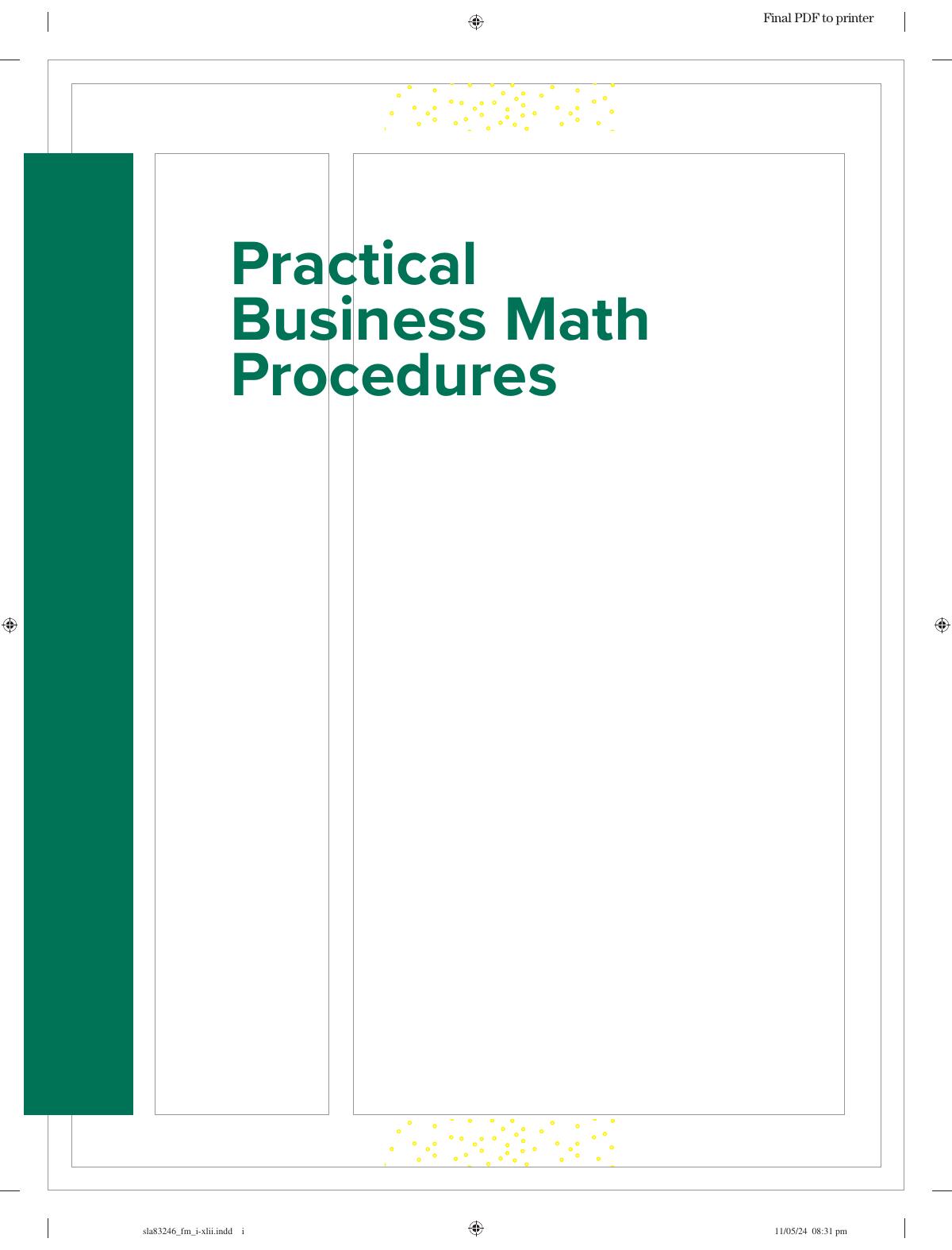 Preview page 2 of ISE Practical Business Math Procedures 2025 Release By Jeffrey Slater, Sharon Wittry