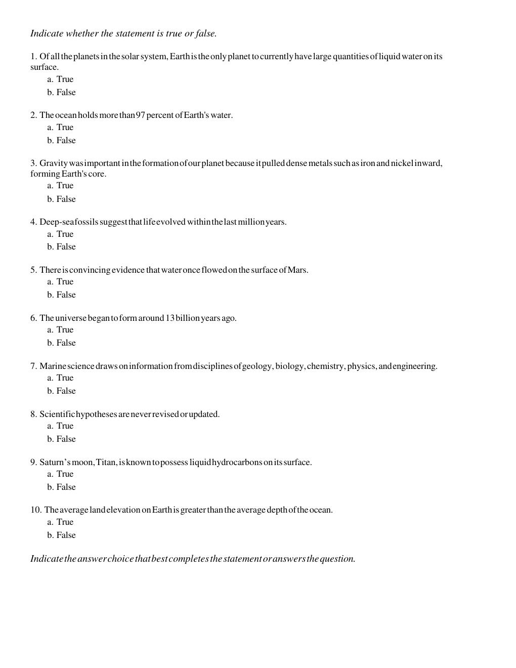 Preview page 3 of Test Bank for Essentials of Oceanography 7th Edition by Tom Garrison |  Complete Edition