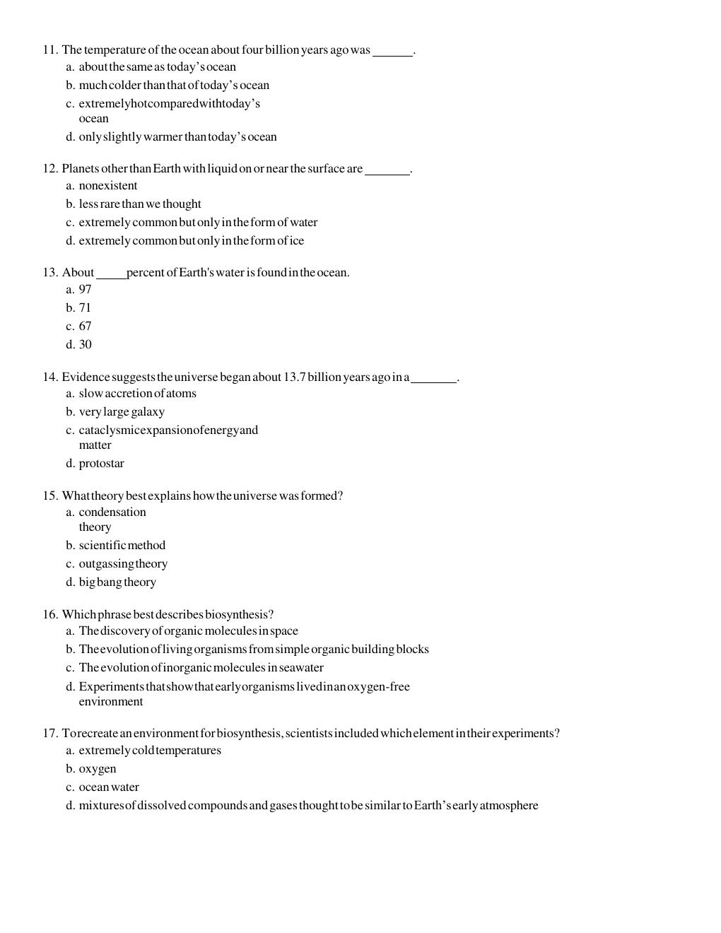 Preview page 4 of Test Bank for Essentials of Oceanography 7th Edition by Tom Garrison |  Complete Edition