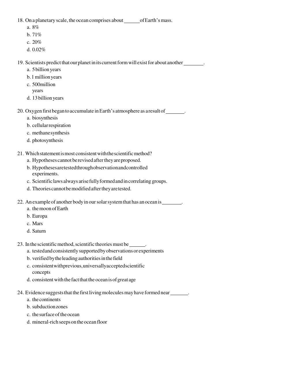 Preview page 5 of Test Bank for Essentials of Oceanography 7th Edition by Tom Garrison |  Complete Edition