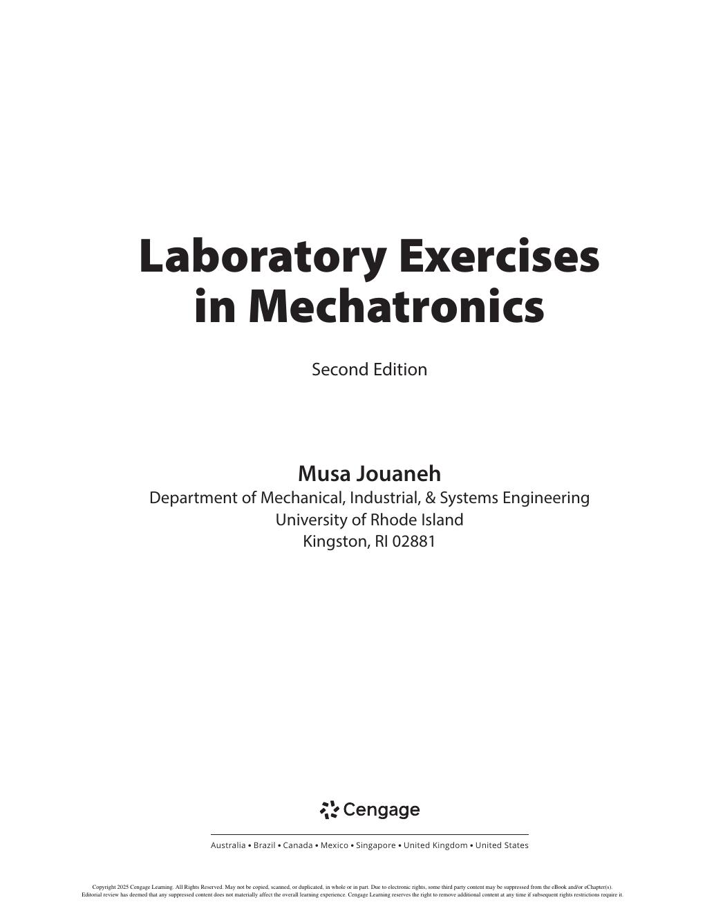 Preview page 2 of Laboratory Exercises in Mechatronics 2nd Edition By Musa Jouaneh