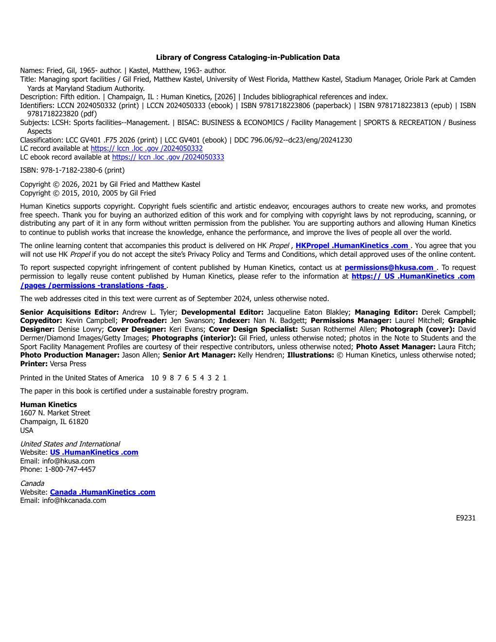 Preview page 6 of Managing Sport Facilities 5th Edition By Gil Fried, Matthew Kastel