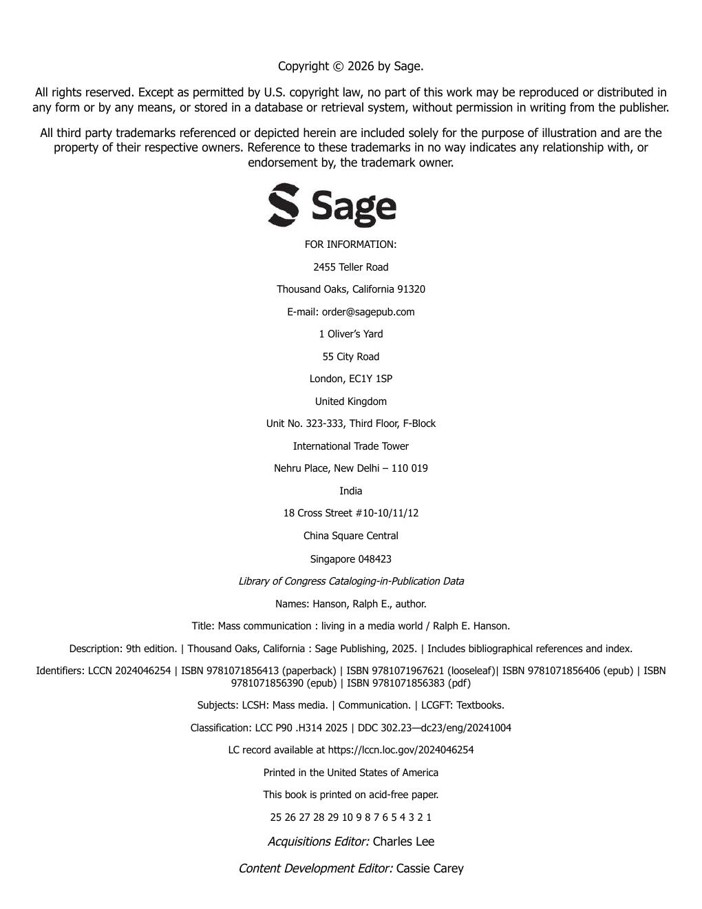 Preview page 3 of Mass Communication Living in a Media World 9th Edition By Ralph E. Hanson