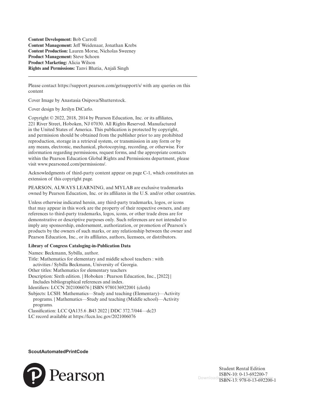 Preview page 3 of Mathematics for Elementary and Middle School Teachers 6th Edition By Sybilla Beckmann