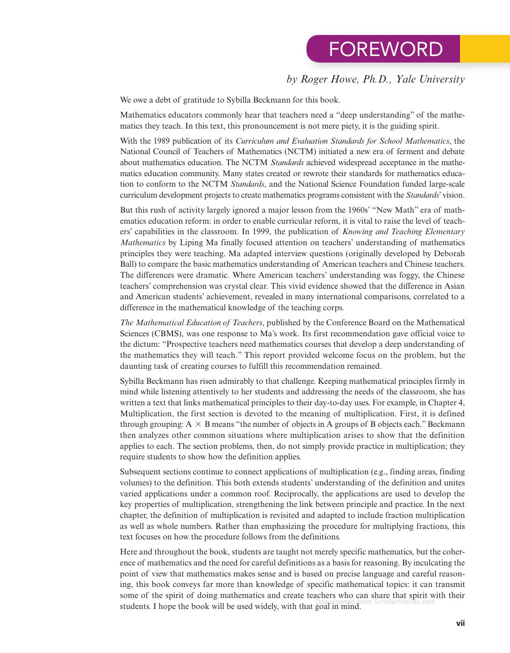 Preview page 8 of Mathematics for Elementary and Middle School Teachers 6th Edition By Sybilla Beckmann