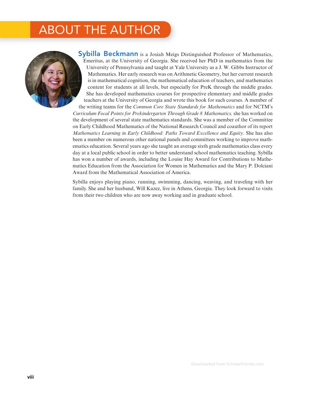 Preview page 9 of Mathematics for Elementary and Middle School Teachers 6th Edition By Sybilla Beckmann