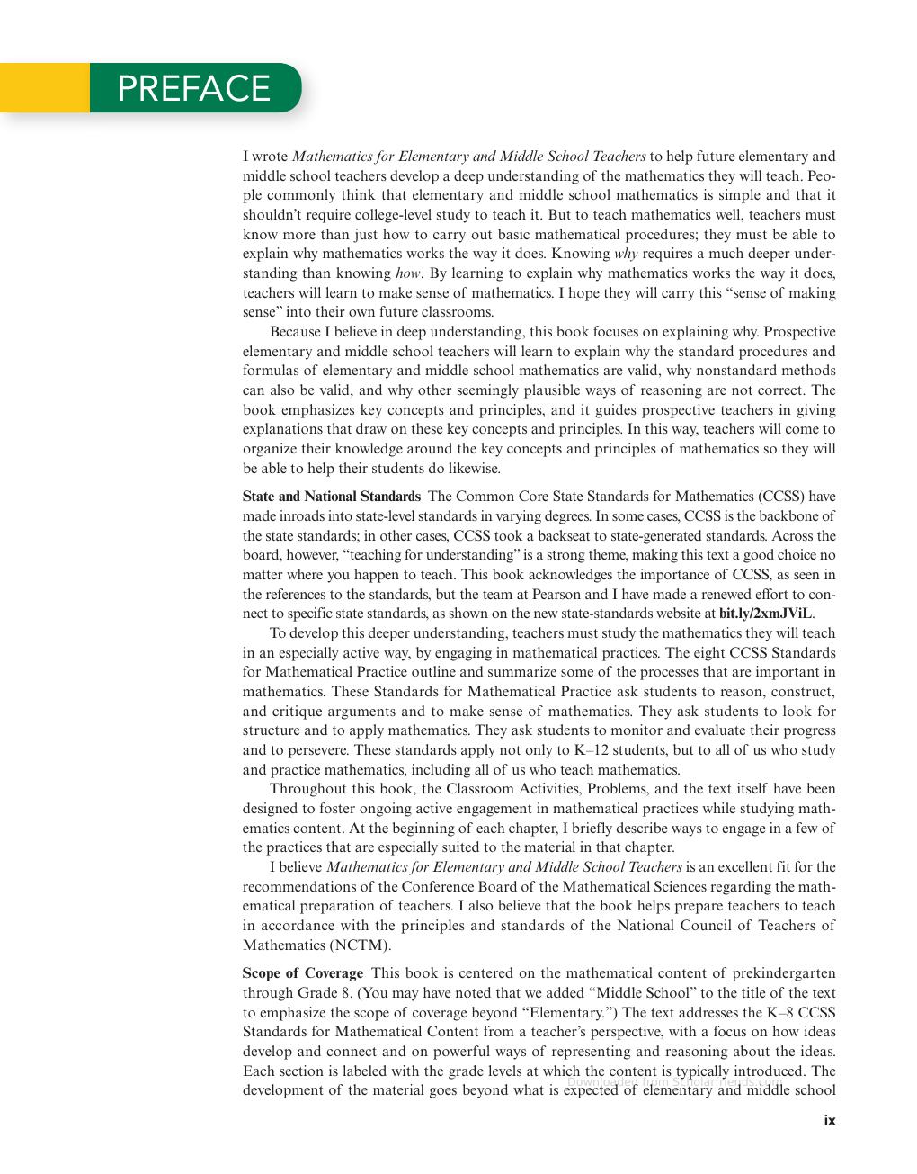 Preview page 10 of Mathematics for Elementary and Middle School Teachers 6th Edition By Sybilla Beckmann