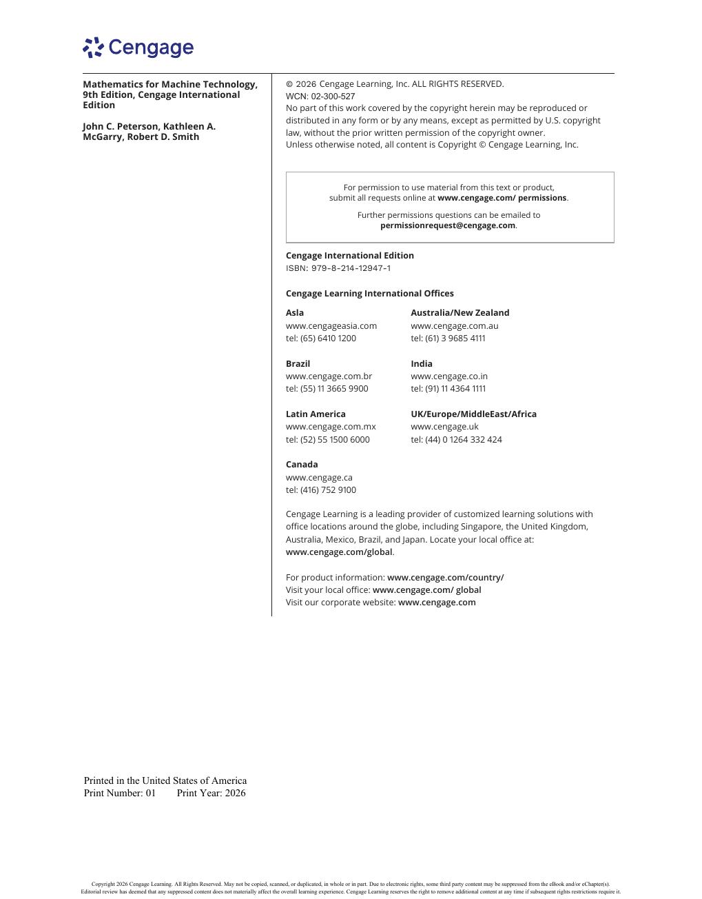 Preview page 4 of Mathematics for Machine Technology International Edition 9th Edition By John Peterson, Robert Smith, Kathleen McGarry