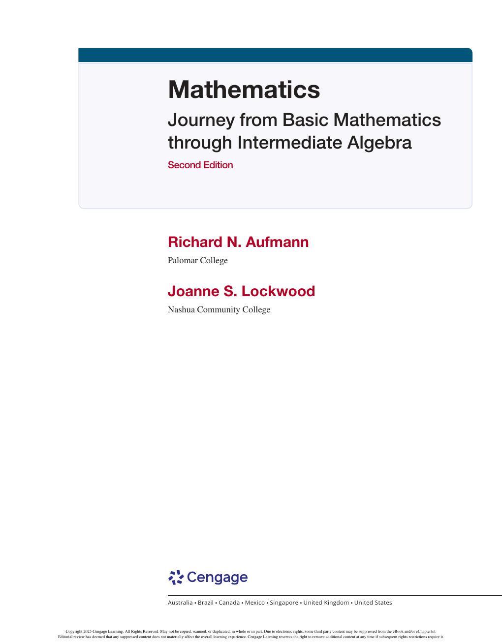 Preview page 2 of Mathematics Journey from Basic Mathematics through Intermediate Algebra 2nd Edition By Richard Aufmann, Joanne Lockwood