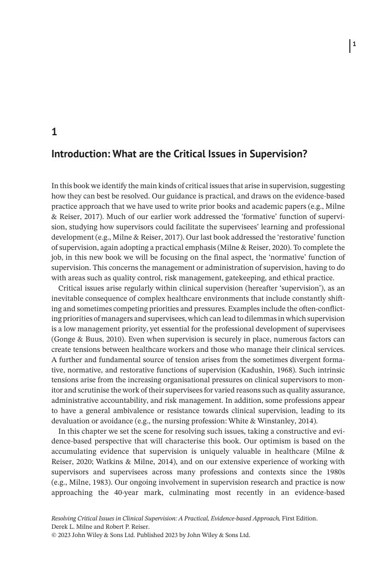 Preview page 8 of Resolving Critical Issues in Clinical Supervision 1st Edition By Derek Milne, Robert Reiser
