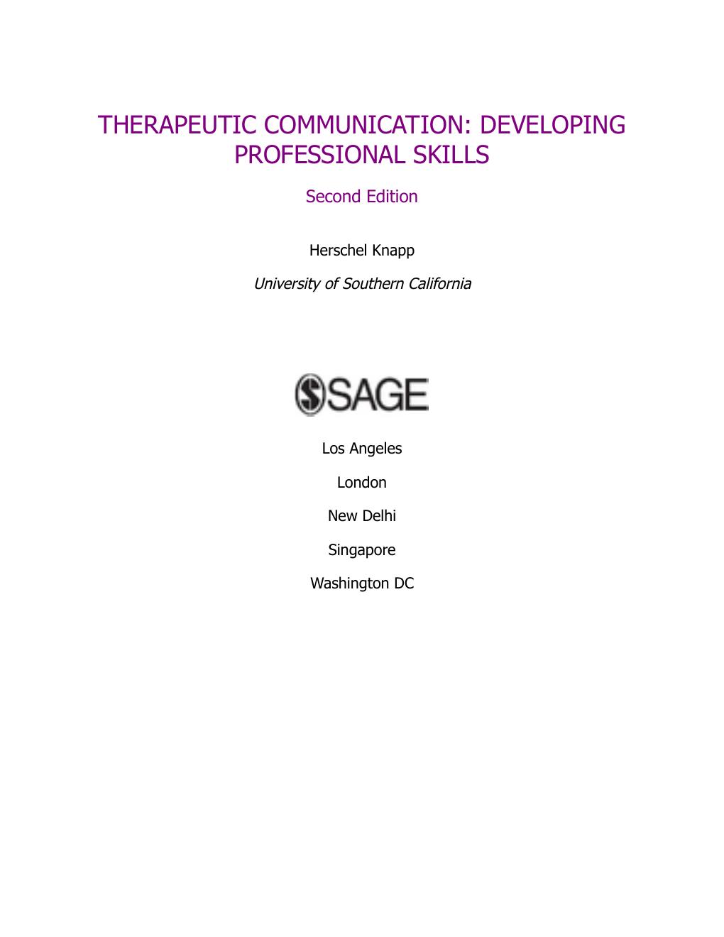 Preview page 2 of Therapeutic Communication Developing Professional Skills 2nd Edition By Herschel Knapp