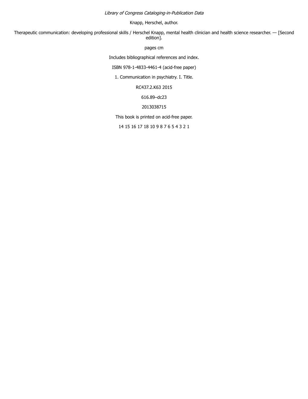 Preview page 7 of Therapeutic Communication Developing Professional Skills 2nd Edition By Herschel Knapp