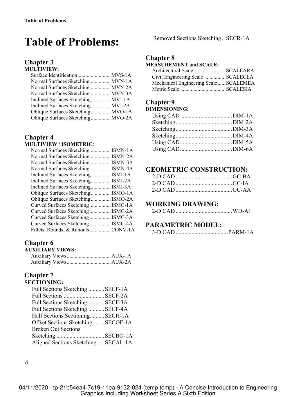 Preview page 9 of A Concise Introduction to Engineering Graphics Including Worksheet Series A 6th Edition By Timothy Sexton