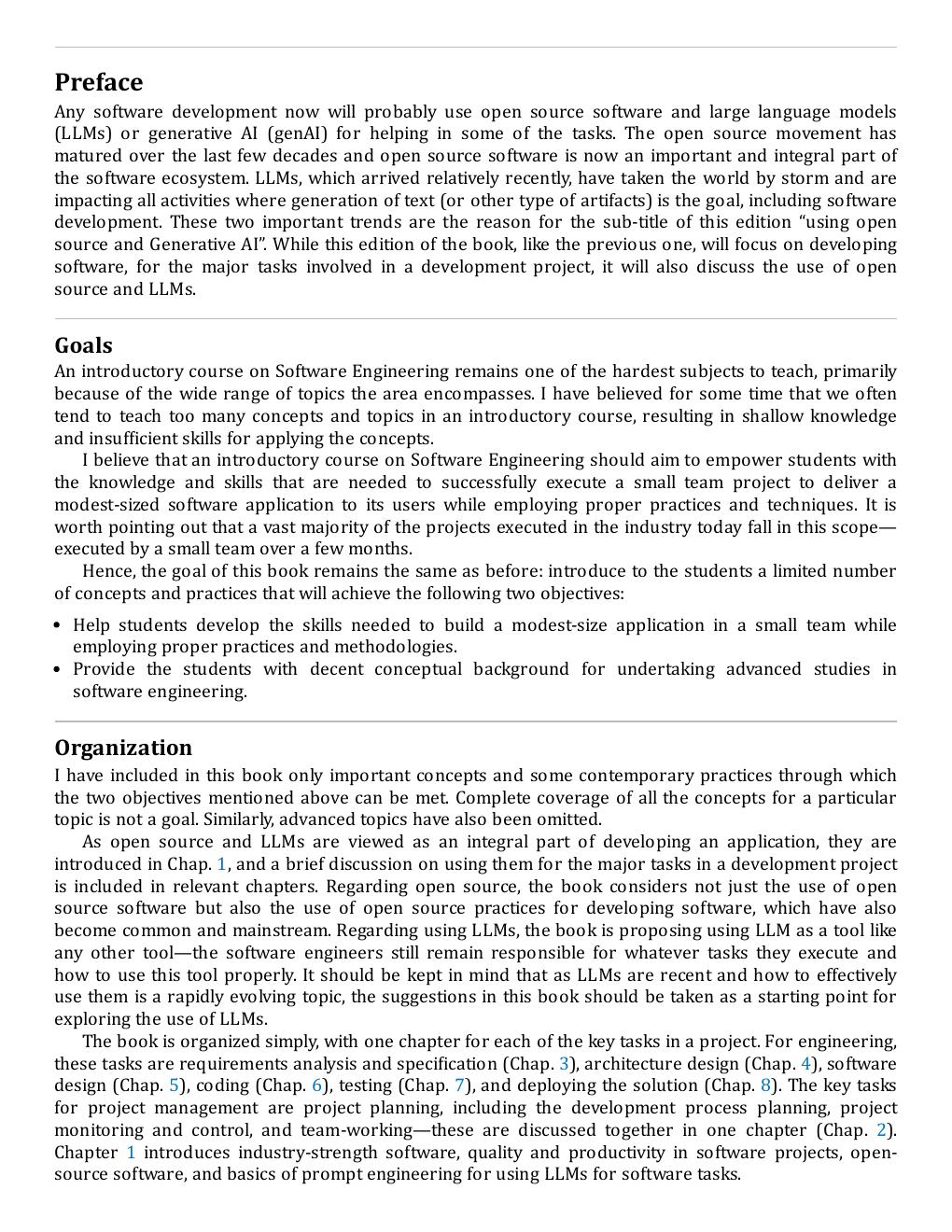 Preview page 6 of A Concise Introduction to Software Engineering With Open Source and GenAI 2nd Edition By Pankaj Jalote