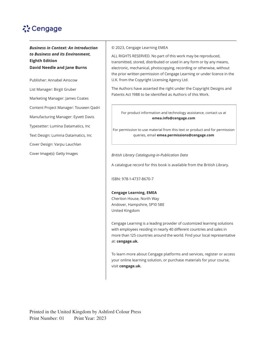 Preview page 2 of Business in Context 8th Edition By David Needle, Jane Burns