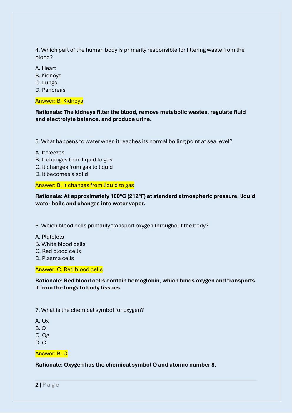 Preview page 2 of PICAT 119 EXAM TEST
