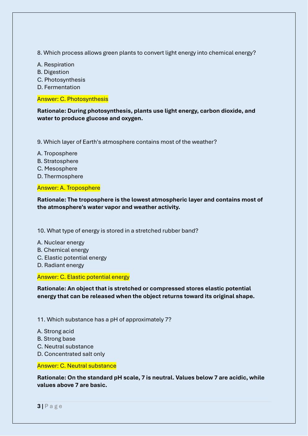 Preview page 3 of PICAT 119 EXAM TEST