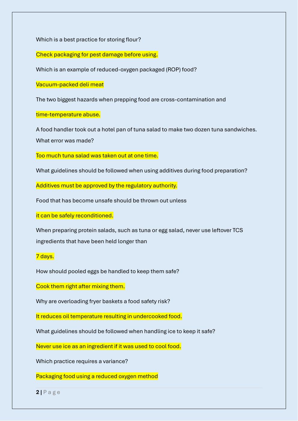 Preview page 2 of SERVSAFE MANAGER EXAM