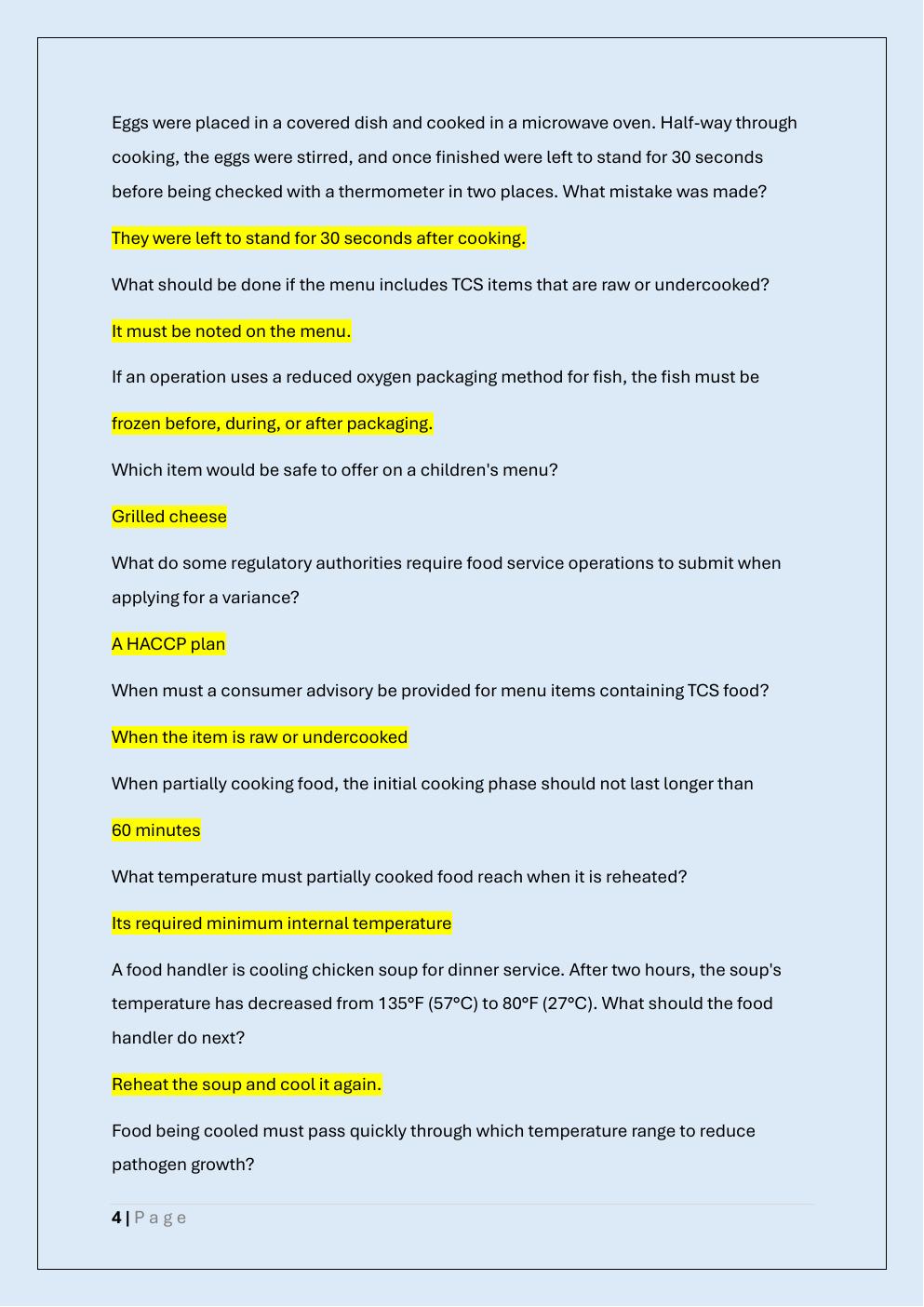 Preview page 4 of SERVSAFE MANAGER EXAM