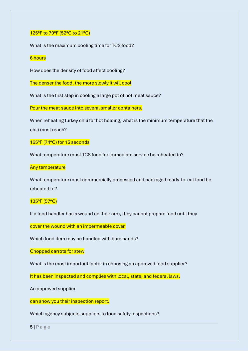 Preview page 5 of SERVSAFE MANAGER EXAM