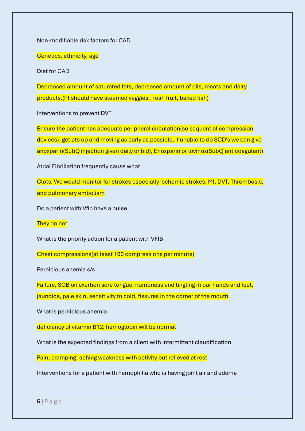 Preview page 5 of NUR 176 EXAM 3