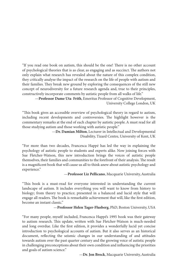 Preview page 2 of Autism By Fletcher-Watson, Sue,, Happé, Francesca